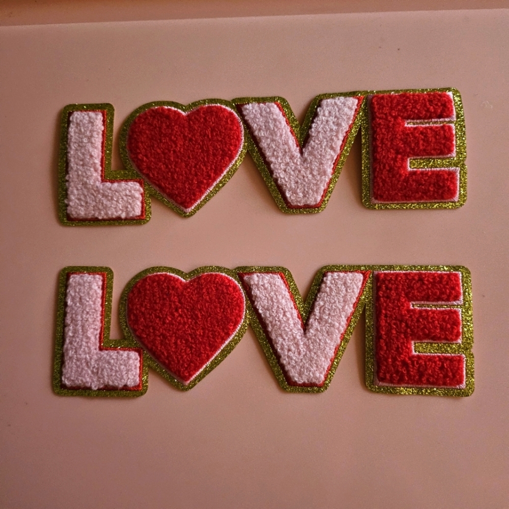 Valentine's LOVE Glitter Trim Iron Patch